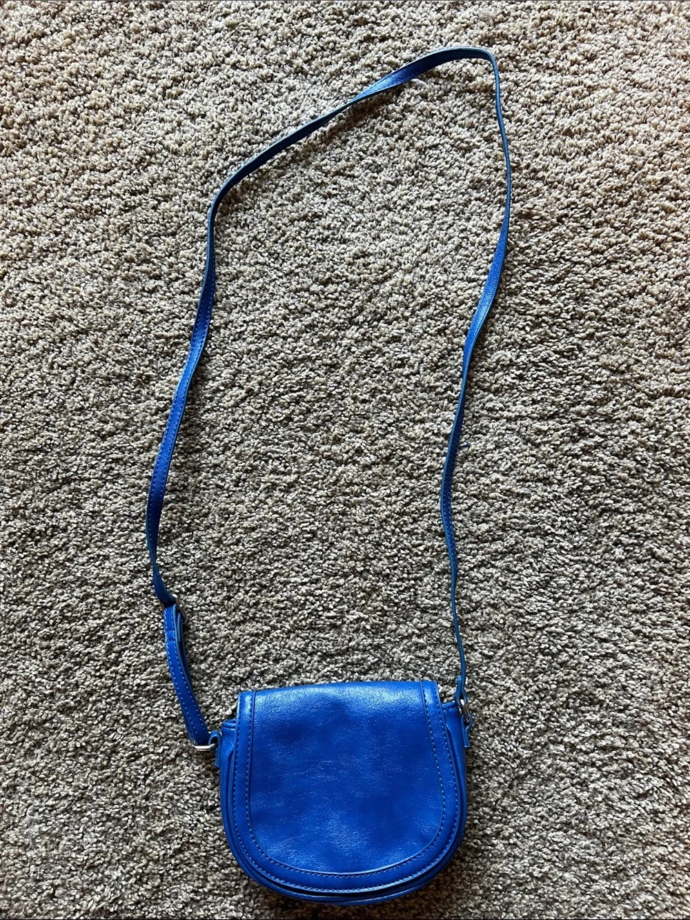 BCBGeneration Electric Blue Leather Crossbody Saddle Bag
